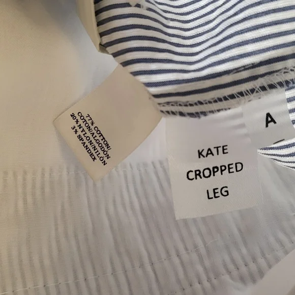 Ann Taylor Kate Blue/White Striped Cropped Leg Pants Women's Size 10 - Picture 7 of 7